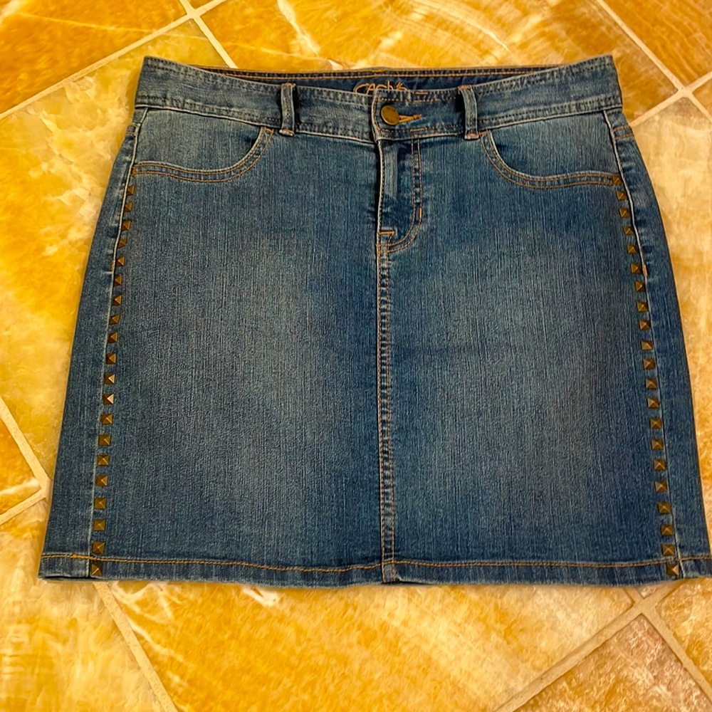 Cache denim mini skirt